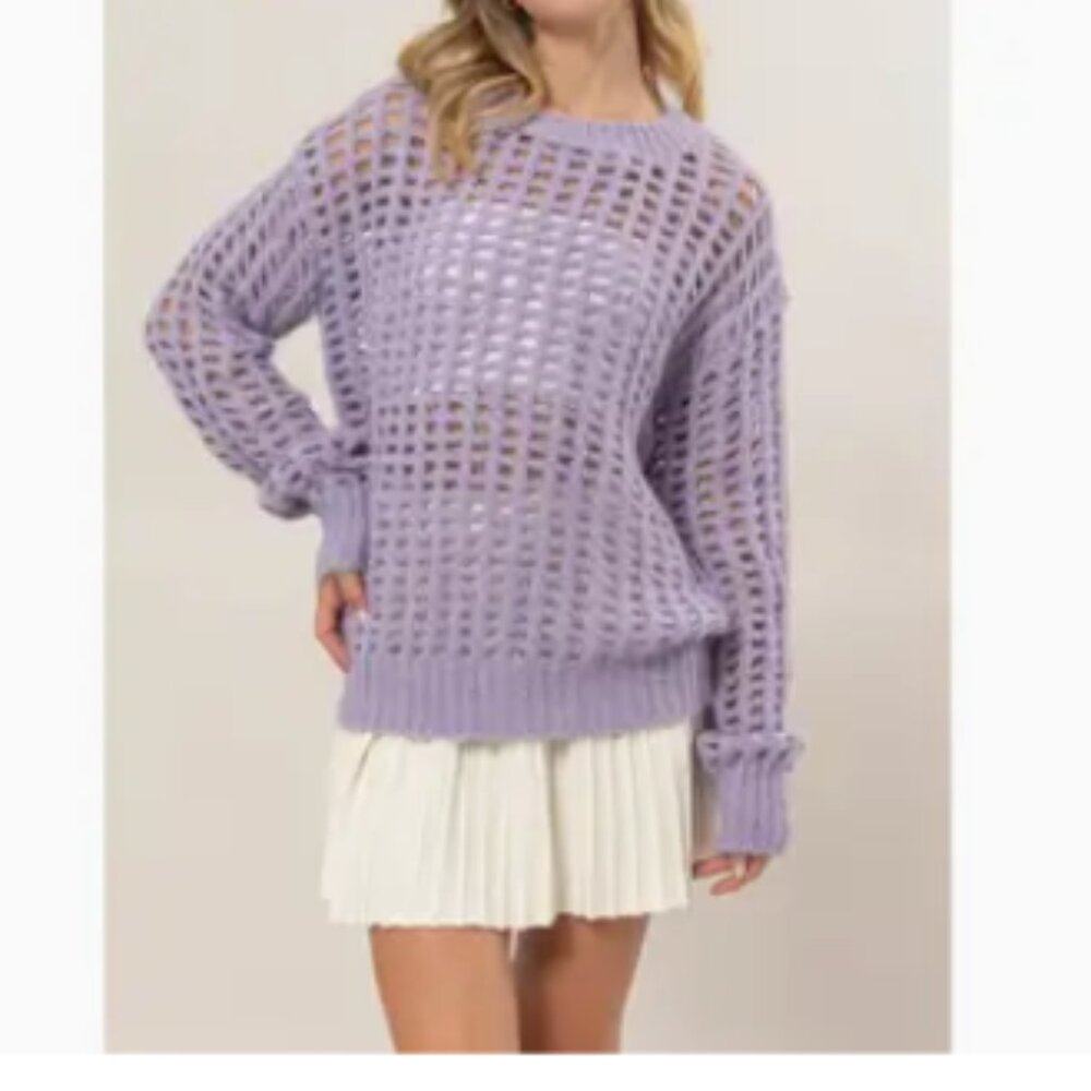 Double Zero Open Stitch Long Sleeve Sweater